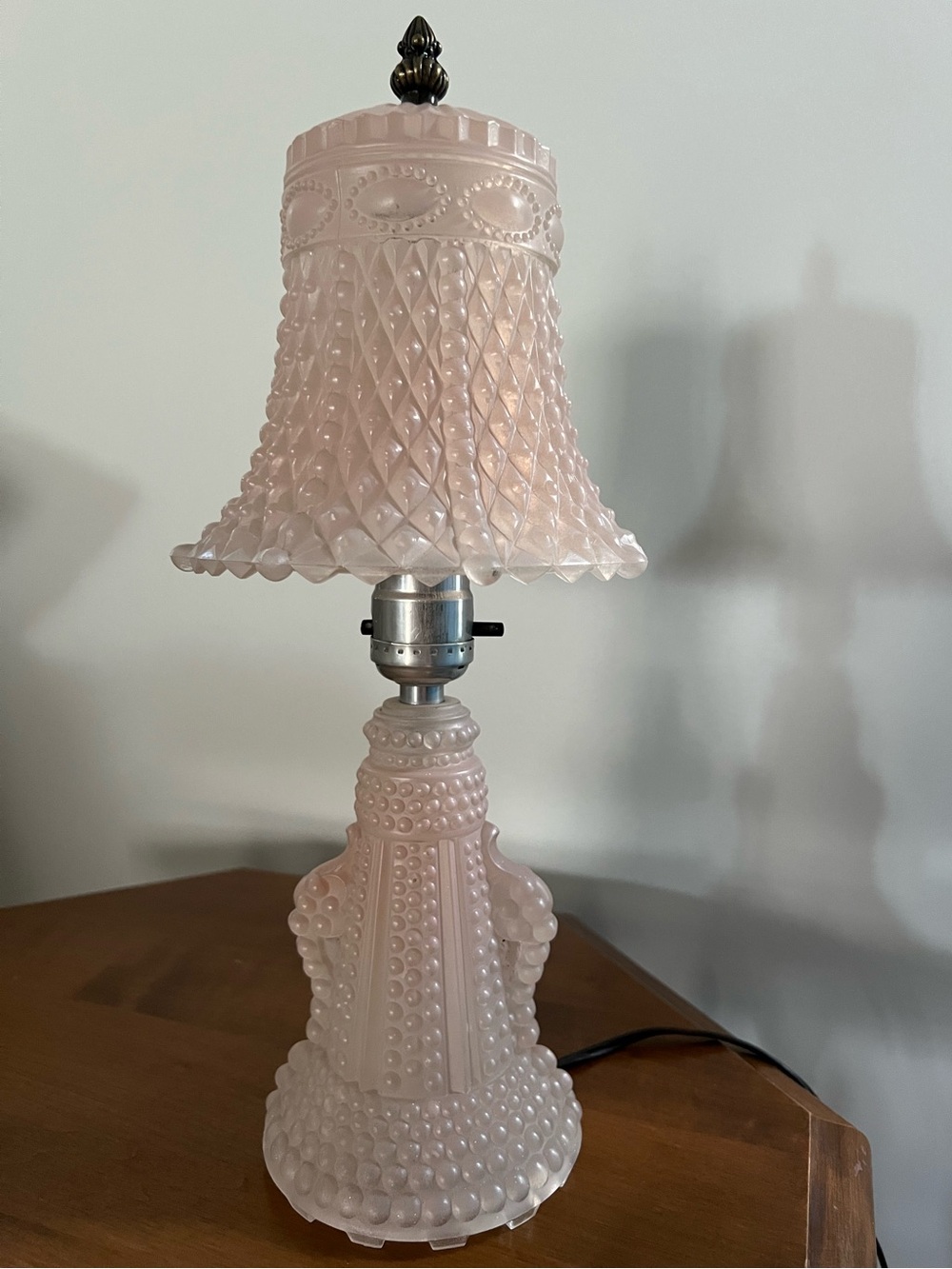 VTG- PAIR of 1930’s Pink Satin Hobnail Depression Glass Boudoir Lamp-See Pics ! - Picture 2 of 16